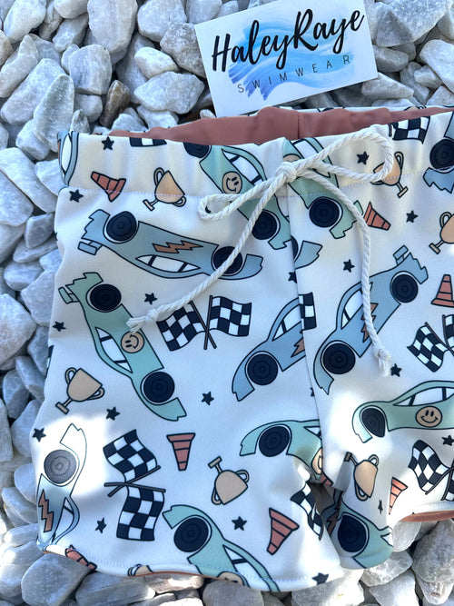 BOY SWIM SHORTS: FAST LANE